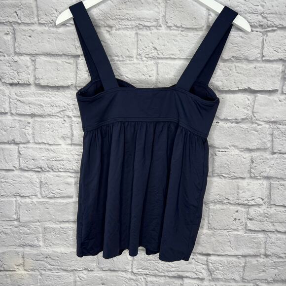 Michael Kors Baby Doll Tankini Swim Top Size S Navy Blue New Slimming Underwire - Picture 5 of 6